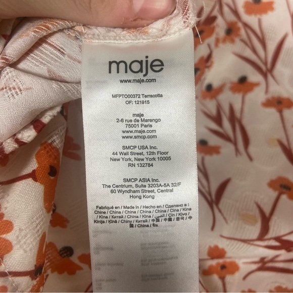 Maje Laurane One shoulder floral print popover size small blouse - Picture 8 of 9